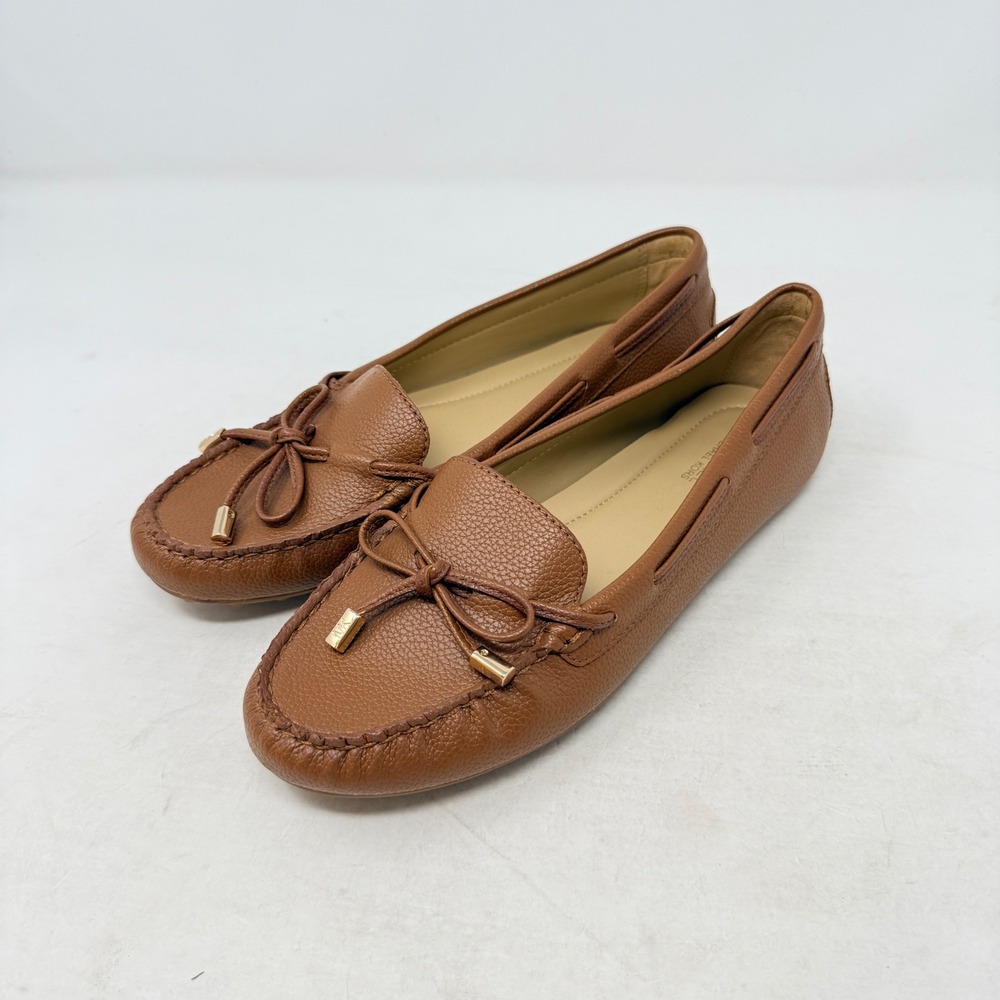 Michael Kors Lillie Moccasin Flats Brown 7.5 Slip On Bow Designer Shoes